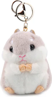 Produktbild von Niedlicher Plüsch-Hamster-Anhänger, Schlüsselanhänger, Verschluss, Schlüsselanhänger, Handtasche, Auto-Dekoration-Grau