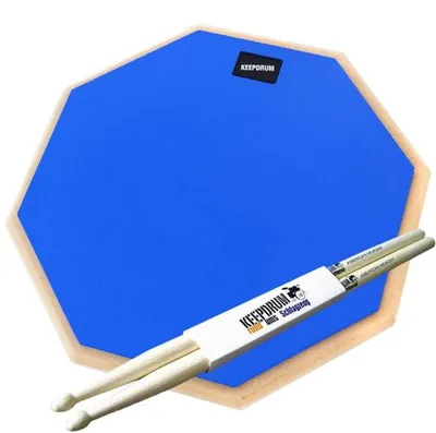 Produktbild von keepdrum DP-BL12 Drum Practice Pad Blau 12 mit Schlagzeugstöcken