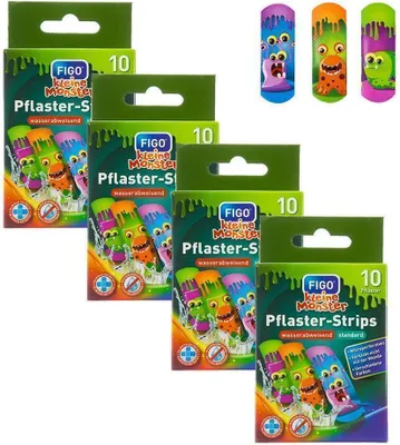 Produktbild von varivendo Notizblock + 40 FIGO Kinderpflaster Kleine Monster