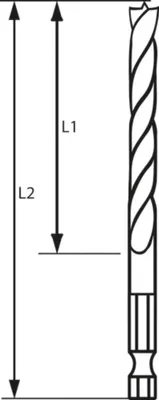 Produktbild von Holzspiralbohrer mit 1/4-Zoll Sechskantschaft, 2 x 24 x 62 mm