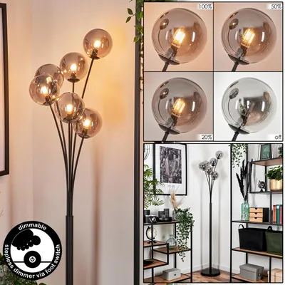 Produktbild von Lerici Stehlampe aus Metall/Glas in Schwarz/Rauchfarben