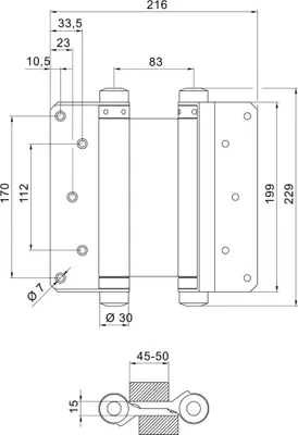 Immagine prodotto di Cerniere per porte a battente n. 42 in acciaio inox 200 mm