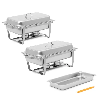 Zdjęcie produktu dla Expondo Royal Catering Chafing Dish – zestaw 2 sztuki – GN 1/1 – 2 x 7,5 l – 2 pojemniki na paliwo –