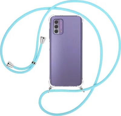 Produktbild von Handykette Backcover-Schutzhülle mit Band (Metall silberfarben) für Nokia G42 5G (6.56'') - himmelblau