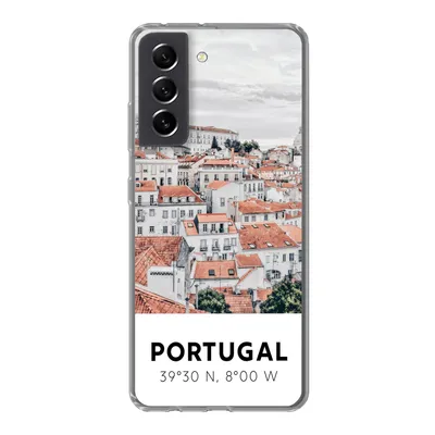 Produktbild von MuchoWow® Handyhülle Schutzhülle Hülle für Samsung Galaxy S21 FE Portugal - Europa - Rot - Silhouette Silikon Softcase Handy Hülle - Mobiltelefonhülle