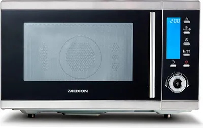 Produktbild von MEDION MD 15501 4 in 1 Mikrowelle mit Grill (25 Liter, 900 Watt, 1100 Watt Grill, 2500 Watt Heißluft, 10 Automatik-Programme) silber