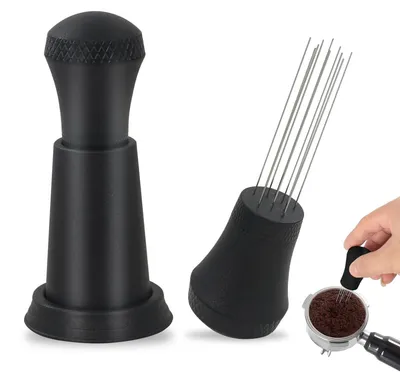 Espresso WDT-Werkzeug mit 10 Edelstahlnadeln, schwarz