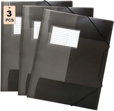 Obrázek produktu pro Černá plastová složka formátu A4 s gumovým páskem, odolná a trvanlivá