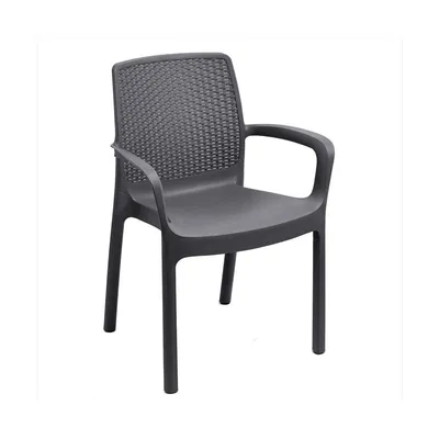 Image de Regina Fauteuil empilable anthracite Entièrement plastique, monobloc, empilable, dossier aspect tressé