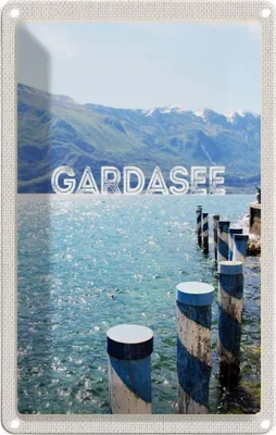 Produktbild von vianmo Blechschild 30x20 cm Gardasee Italien See Gebirge Bildmotiv Reisemotiv Abenteuer Reisen Urlaub