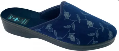 Produktbild von Damen Hausschuhe ADANEX bio 18567 blau mit blumen