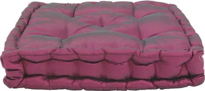 Image de Pouf tapissier en taffetas prune 40x40