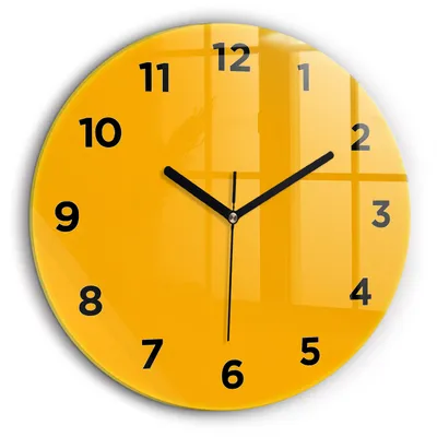 Produktbild von Wallfluent Große Wanduhr – Stilles Quarzuhrwerk - Uhr Dekoration Wohnzimmer Schlafzimmer Küche - Zifferblatt - schwarze Zeiger - 60 cm - Dunkelgelb