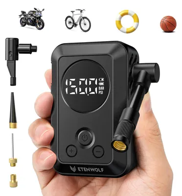 Immagine prodotto di Pompa elettrica per bicicletta - Mini - 10,3 bar - Con manometro digitale - Nero