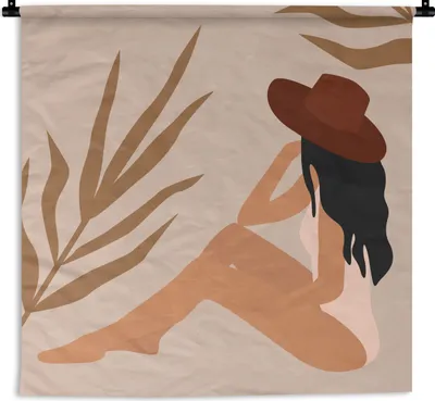 Produktbild von MuchoWow® Wandteppich Wandbehang Sommer - Frauen - Badeanzug 150x150 cm Tapisserie Dekoration Wandtuch - Wohnaccessoires - Modernes