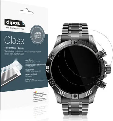 Produktbild von 2x Schutzfolie für OHUGNA Smartwatch 1.53 Zoll - Anti-Shock 9H Folie dipos Glass Kunststoffglas