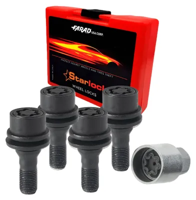 Produktbild von Radschloss Radschrauben Satz für Peugeot 607 bis 2002 Schwarz 4tlg M12X1.25