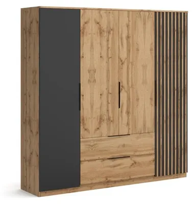Produktbild von Masseno Drehtürenschrank ZENO 196/200/58cm 4-türig Eichefarben