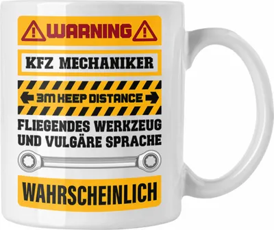 Produktbild von Trendation - KFZ Mechaniker Tasse Geschenk Lustig Spruch Geschenkidee Mechaniker Lustig (Weiß)