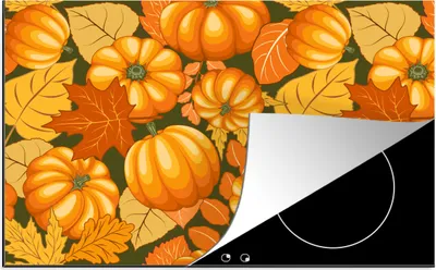 Produktbild von KitchenYeah© Herdabdeckplatte Herbst - Muster - Kürbis , 76x51cm, Küche Deko, Glaskeramikkochfeld Herdabdeckung, Abdeckplatte fùr Kochfeld