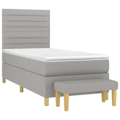 Imagen del producto de Cama con somier y colchón de la marca vidaXL, color gris claro, dimensiones 90x200 cm, tapizada en tela