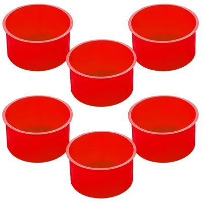 6er-Set Silikon-Kuchenformen, 4 Zoll, rot
