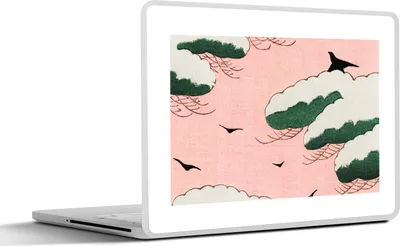 Produktbild von MuchoWow® Laptop Aufkleber Sticker Cover Wolken - Vogel - Retro - Japanisch - Skandinavisch 40x30 cm - Laptop Dekoration - Selbstklebend