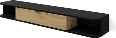 Obrázok produktu pre TV skrinka Icarus 156 cm BLACK MATT / ARTISAN OAK - Nástenný TV nábytok - Nástenná skrinka - Moderná nízka doska do obývačky