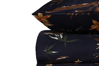 Zdjęcie produktu dla L'Essentiel Linge de Maison, Bamboo - Flower, pościel, ciemnoniebieska, bawełna, 135 x 200 cm