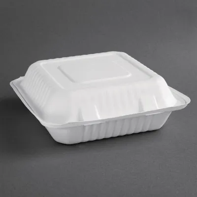 Immagine prodotto di Fiesta Compostable Scatole per pasti compostabili in bagassa con coperchio incernierato 23,6 cm (200 pezzi)