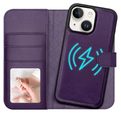 Produktbild von 2in1 Magnet Wallet Handyhülle für iPhone 14 Hülle RFID Schutz, abnehmbare Magnet Hülle, MagSafe kompatibel, stoßfestes Case mit Fotofenster