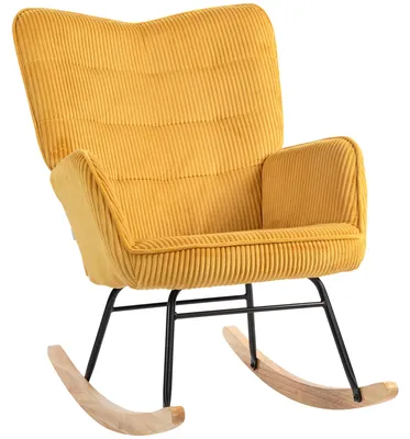 Produktbild von HOMCOM Schaukelstuhl, Schaukelsessel mit Kordoptik, Armlehne für Wohnzimmer