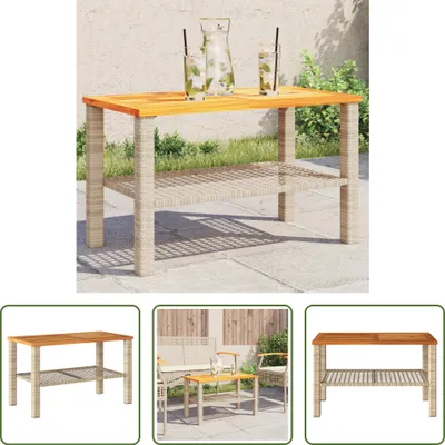 Produktbild von The Living Store Gartentisch Beige 70x38x42 cm Poly Rattan Akazienholz
