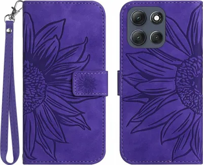 Produktbild von Motorola Moto G56 Hülle - Coverup Sonnenblume Klapphülle mit Schlüsselband - Violett