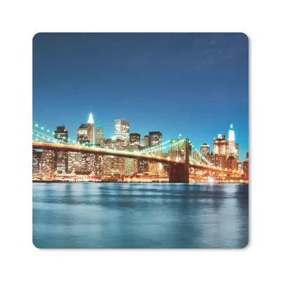 Produktbild von MuchoWow® Mauspad Mousepad New York - Brücke - Architektur - Brooklyn - Licht 20x20 cm - Mousepads - Maus Mat - Pad - Mausunterlage - Desk Mat - Bureauartikeln