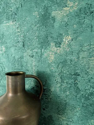 Produktbild von NEWROOM Tapete Petrol Vliestapete Putz - Glanztapete Modern Gold Stein-Optik Struktur Putzoptik Glamour