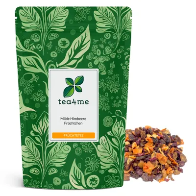 Produktbild von tea4me Milde Himbeere Früchtetee mit Himbeere-Geschmack