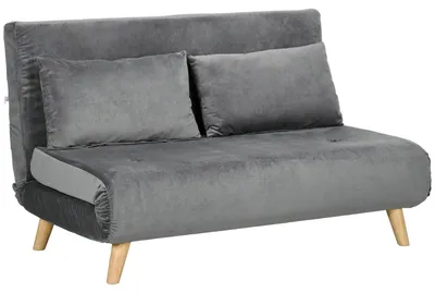 Produktbild von Schlafsofa Relaxsofa Sofa Couch, inkl. 2 Kissen, Samtoptik, 130 x 78 x 79 cm, Grau