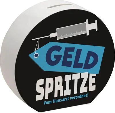 Produktbild von Geldgeschenk Spardose mit Geldspritze Motiv in Schwarz