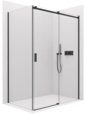 Immagine prodotto di Cabina doccia Santoro L/P - 8 mm - vetro trasparente e nero opaco - 100x70x195 cm - scorrevole