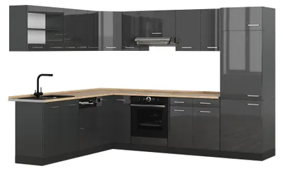 Obrázok produktu pre Rohová kuchyňa Vicco R-Line Antracit vysoký lesk/antracitová 287 x 227 cm, AP Oak, Model 54071
