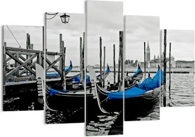 Produktbild von Bild auf Leinwand - Leinwandbild - Venedig Gondel Leuchtturm - 150x100cm - Wand Bild - Wanddeko - Leinwanddruck - Bilder - Kunstdruck - Wanddekoration - Leinwand bilder - Wandkunst - EA150x100-0446
