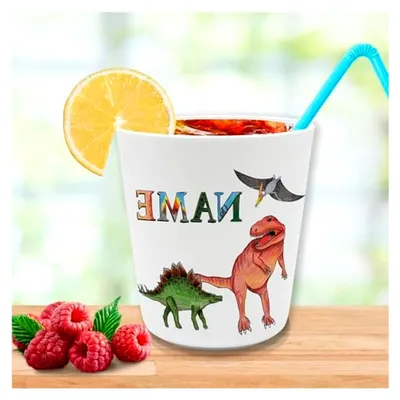 Produktbild von Kunststoffbecher für Kinder mit Namen, Dino | Personalisierbar, Zahnputzbecher, BPA-frei