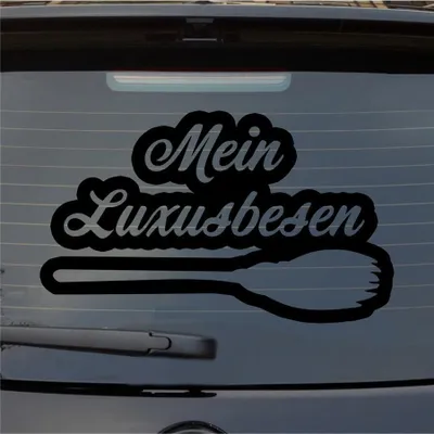 Produktbild von Heckscheibenaufkleber Mein Luxusbesen Hexe Witch 55x33 cm Schwarz Glanz Auto Aufkleber Sticker