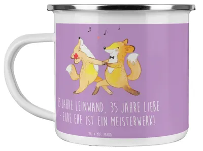 Produktbild von Mr. & Mrs. Panda Pott 35. Hochzeitstag Leinwandhochzeit - Lavendeltraum - Geschenk, Reisebecher, Kaffeepott, Liebe feiern, Geschenke, Teetasse, Heiraten, Haferl, Heirat