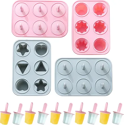 Obrázek produktu pro sada 4 balení 28 kusů, domácí silikonové formy na nanuky, s opakovaně použitelnými tyčinkami, snadno uvolnitelné formy na zmrzlinu, opakovaně použitelné formy na nanuky pro kutily