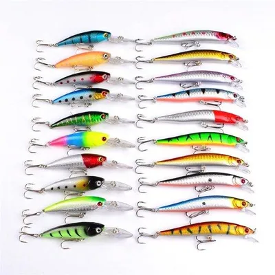 Image de Kit de pêche de 20 pièces - Ensembles de leurres avec hameçons, vers, anguilles, truites, appâts