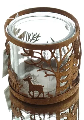 Produktbild von SCHEULEN Windlicht Winterlandschaft angerostet Ø 8,5 cm - Metall & Glas