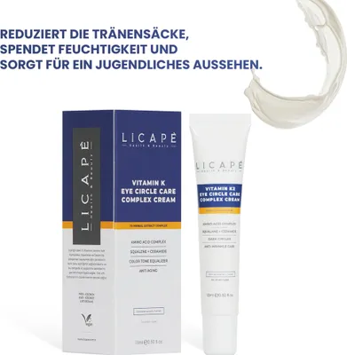 Produktbild von Licape | Augencreme 15 ml | Feuchtigkeitspflege für strahlende Haut, Vitamin K2
