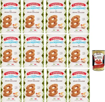 Produktbild von Campiello il Frollino del Buongiorno con Grano Saraceno, Shortbread mit Buchweizen, biscuits cookies 100% Italienische Kekse 12x 350g + Italian Gourmet polpa 400g
